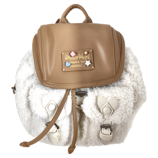 Vanwalk 出走 可愛毛絨皮質小背包 V2714, 泡芙奶昔白