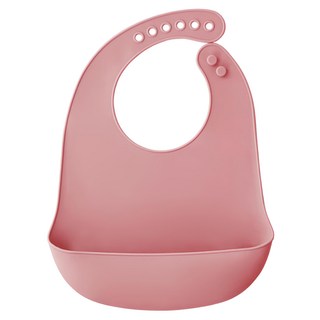 Pureal 純真兔 嬰兒矽膠圍兜, 玫瑰粉, 1入, 1個