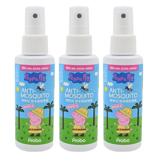 Probo 博寶兒 草本驅蚊噴霧 佩佩豬, 含植物精油, 無DEET, 100ml, 3瓶