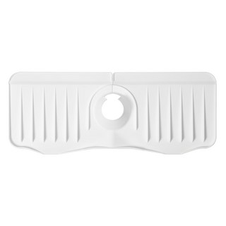 UTOOKII 水龍頭瀝水置物矽膠墊 升級款 37.2 x 14.5cm, 白色, 1個