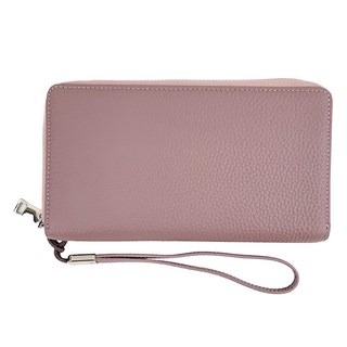LIKEHOUSE 真皮頭層牛皮14卡位長夾錢包存摺包 男女適用 時尚簡約設計, 20.3 x 11 x 3cm, 藕紫, 1個