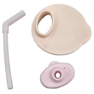 miniware 愛喝水配件組 100%食品級矽膠吸管+杯蓋+上蓋+密封圈, 棉花糖, 1組