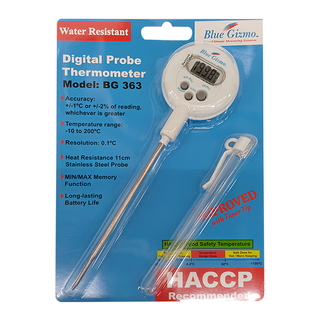 Blue Gizmo 電子防水溫度計 BG363 數位顯示 耐用 探針式設計, 1支