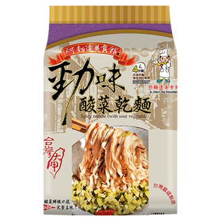 大甲佳旭 大甲乾麵 勁味酸菜拌麵 頂級小麥粉心粉 非油炸麵條, 4包