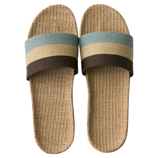 草編簡約線條夏季拖鞋, 薄荷綠 + 棕色, 2雙