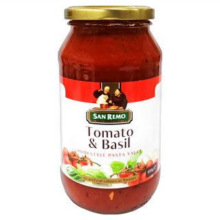 SAN REMO 蕃茄羅勒義大利麵醬 不含人工色素或香料, 500g, 1罐