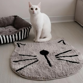 Chat 貓咪植絨寵物墊, 斑鳩灰, 1個