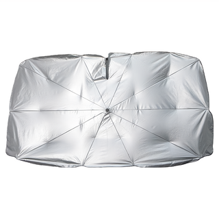 ANTIAN 汽車前擋玻璃鈦銀遮陽傘/車載降溫清涼遮陽擋/車用防曬隔熱遮陽板/10骨折疊遮陽擋板, 銀色, 1個