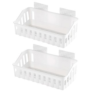 RIVER-GREEN 無痕黏貼式置物架, 27 x 11 x 9cm, 白色, 2個