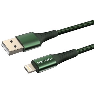 POLYWELL 寶利威爾 USB To Type-C 編織充電線 適用安卓手機 行動電源 PW15-W45-A349, 2m, 綠色, 1條