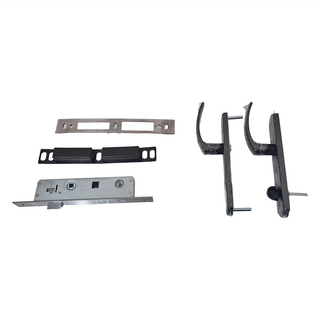 守門員 三合一通風門鎖 二片式 無鑰匙, 裝置距離 28mm, 適用門厚 32mm-45mm, 台灣生產製造, 1組