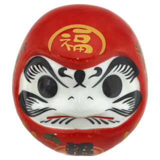 福運 達摩招財陶瓷擺飾 紅色, 10.5 x 10.5 x 10.5cm