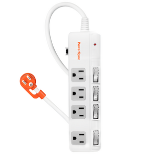 PowerSync 包爾星克 3P4斜面開關防雷擊延長線 4孔 TPS344BN9018, 1.8m, 1條