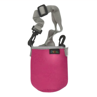 PUKU 藍色企鵝 揹帶水杯套 彈性布材質不易變形 適用水壺杯底直徑7cm 大約250-600ML, 桃紅色, 1個