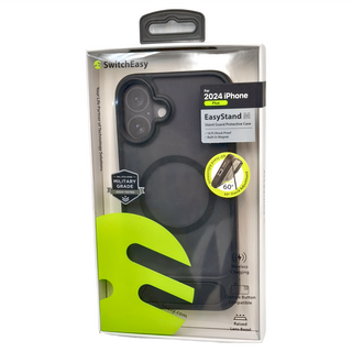 SwitchEasy 魚骨牌 EasyStand M 磁吸支架防摔殼, 適用於 2024 iPhone, 16英尺軍規防摔, 60°支架角度調整, iPhone 16 Plus, 黑色