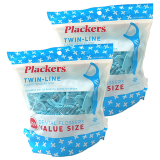 Plackers 派樂絲 雙線倍潔亮白牙線棒 300支 薄荷香氣, 7.8cm, 2包