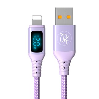 PICKOGEN 皮克全 Lightning/iPhone 充電傳輸快充線 VAW數顯 維納斯 CA-8327 1.2m 紫色, 1條