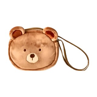 Modern House 兒童款柔軟觸感熊熊斜背包, 棕色, 18 x 15cm