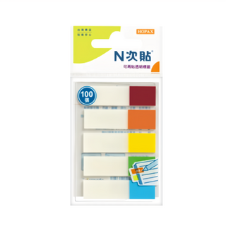 N次貼 螢光透明標籤 66510 色塊款 5色, 100張, 6個