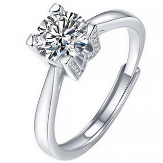 CF Diamond 女戒 莫桑鑽 WH牛頭，頂級D色FL淨度，完美切割57切面，光芒四射，精美歐式禮盒, 1克拉, A0302