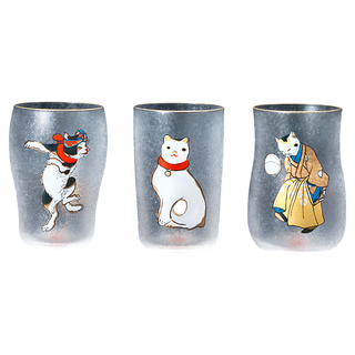 ADERIA 江戶貓啤酒杯三件組 木盒禮盒組 DS-6218 透明, 1組