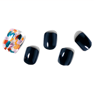 Jellpang 足部美甲貼 24入美甲貼片含指甲銼刀, 貝殼海軍藍色, 1組