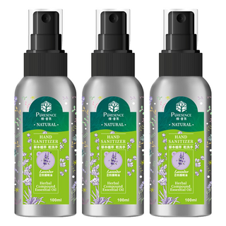 PURESENCE 樸香氛 草本植萃複方精油乾洗手 100ml, 鎖水保濕 SGS檢驗 抗菌效果達99.9%, 3瓶