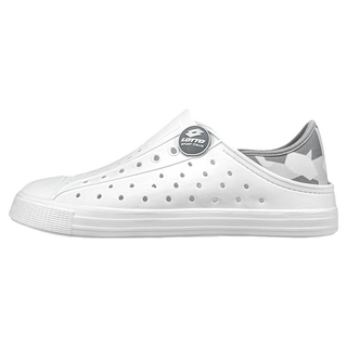 LOTTO 樂得 Sicily 男款輕量洞洞鞋 260mm 晴雨兩用 可後踩, 白色 + 灰色