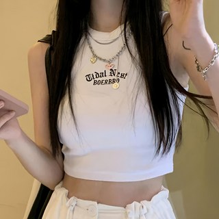 女款甜辣削肩無袖刺繡背心 M132 2件, 胸寬32cm (胸圍需 x2)/全長39cm, 白