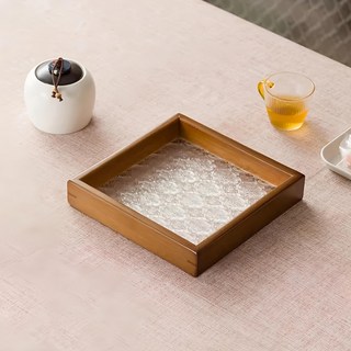 楠竹托盤, 方形中款, 24 x 24 x 3.5cm, 茶色, 1個