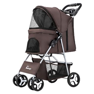 Doogo 寵物四輪推車 咖啡色, 1台