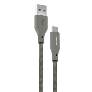 TOTOLINK USB-A to USB-C 強韌快充/傳輸編織線，2M，雪松灰, 1條