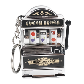 迷你拉霸機 拉霸機鑰匙圈 Set 2 塑膠材質 可當擺飾, 銀色, 5.5 x 3.7 x 2.4cm, 1組