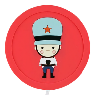 葉子小舖 秋冬保溫杯墊 大頭娃娃兵 紅色 9.5cm USB加熱, 1個