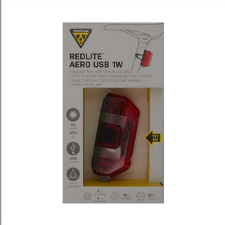 TOPEAK REDLITE AERO USB 1W 警示燈, 紅光, 1個
