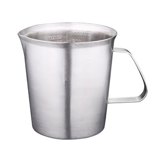 PUSH! 廚房用品帶刻度加厚304不銹鋼量杯, 銀色, 1000ml, 1個