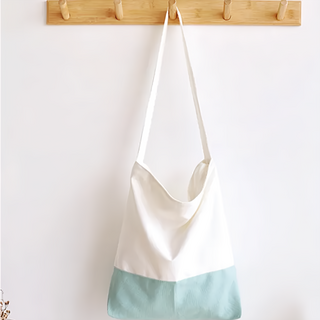 E.City 日系質感拼接帆布單肩袋 - 提把高約34cm