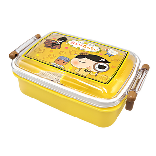 Skater 塑膠便當盒 450ml, 屁屁偵探 黃色 + 透明色, 1個