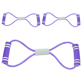小麥購物 八字拉力繩 Y773 紫色 3條 - 健身/瑜珈拉力帶, 34 x 9.5cm