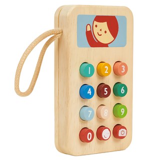 Mentari 數字認知木製玩具手機 12 個彩色按鈕, 多色, 1個