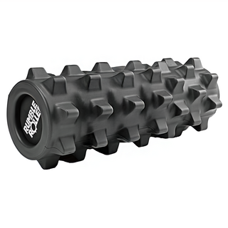 RUMBLE ROLLER 短版加強滾筒，高密度實心，專利結構深層按摩, 黑色, 1個, 33cm