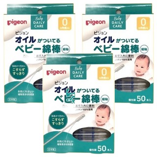 pigeon 貝親 嬰兒用棉花棒 含橄欖油 P15118, 50支, 3盒
