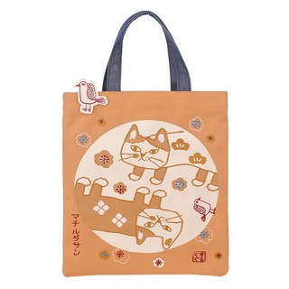 kUSUgURU JAPAN 日本眼鏡貓 Matilda-san系列 經典款日式和柄雜誌包, 黃色