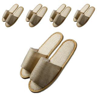 ROYALLIN蘿林嚴選 Set 5 加厚亞麻拖鞋, 28 x 11cm, 黃色/開口, 5雙