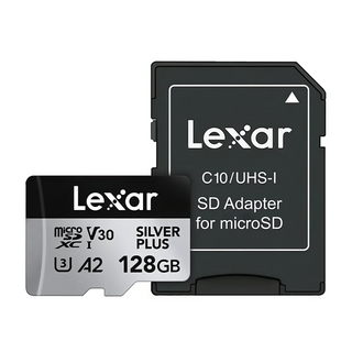 Lexar 雷克沙 Silver Plus MicroSDXC UHS-I U3 A2 記憶卡，V30 速度等級，讀取速度高達 205MB/s, 128GB, 1個