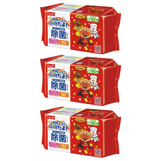 LEC ANPANMAN 麵包超人 日製抗菌濕紙巾 無添加, 56張, 3包