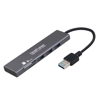 DigiFusion 伽利略 USB3.0 3埠 HUB 鋁合金外殼 內建讀卡機, 1個, HS088-A