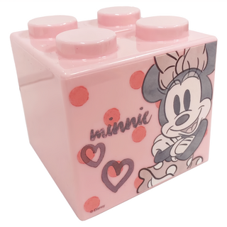 收納王妃 迪士尼積木存錢筒 9 x 9cm, 米妮 粉色, 1個