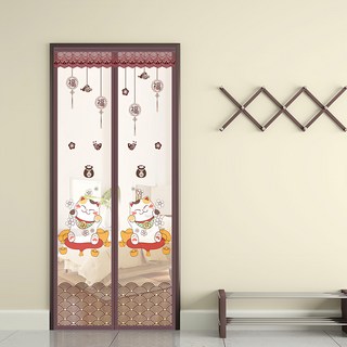 半島良品 魔術膠靜音磁吸防蚊門簾, 恭喜發財 白色