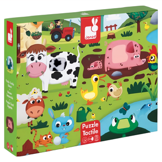 Janod 幼兒觸覺拼圖 農場 2~4歲, 20片, 1盒